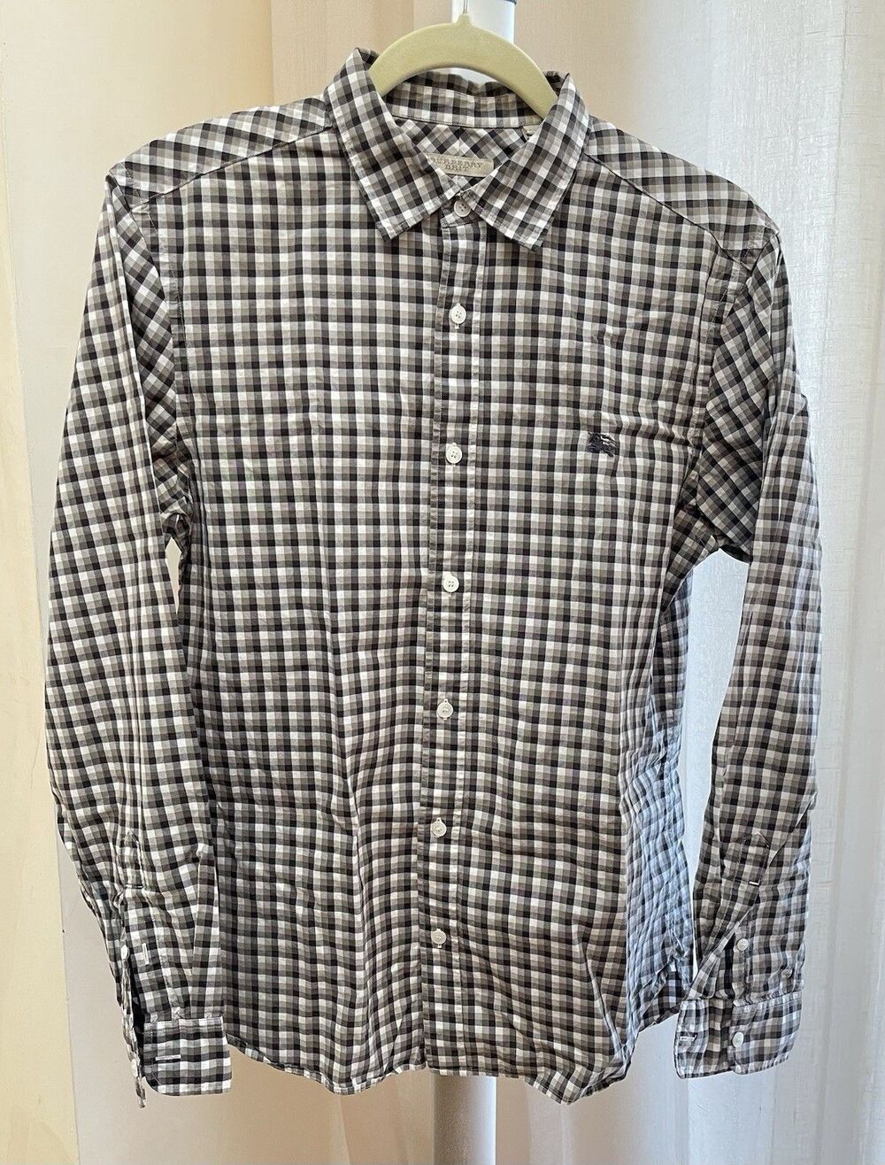 Burberry Brit Men’s Size M Gingham Check Button Down Long Sleeve Shirt Cotton